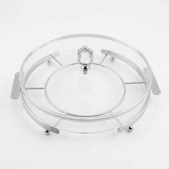 Acrylic & Metal Round Serving Platter Large